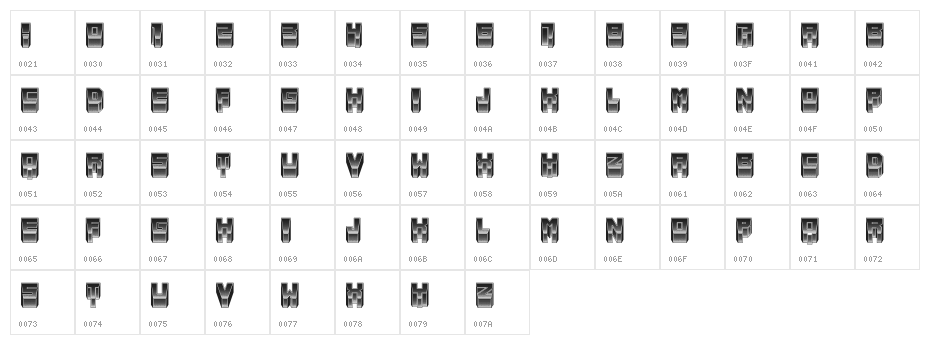 Metallic Soft Italic Character Map
