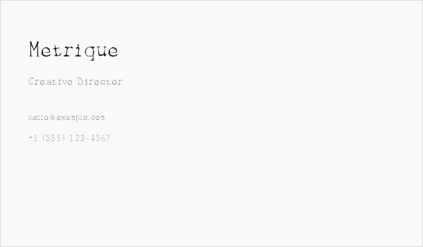 Metrique Business Card