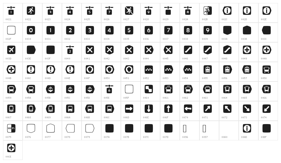 MetroFont Regular Character Map