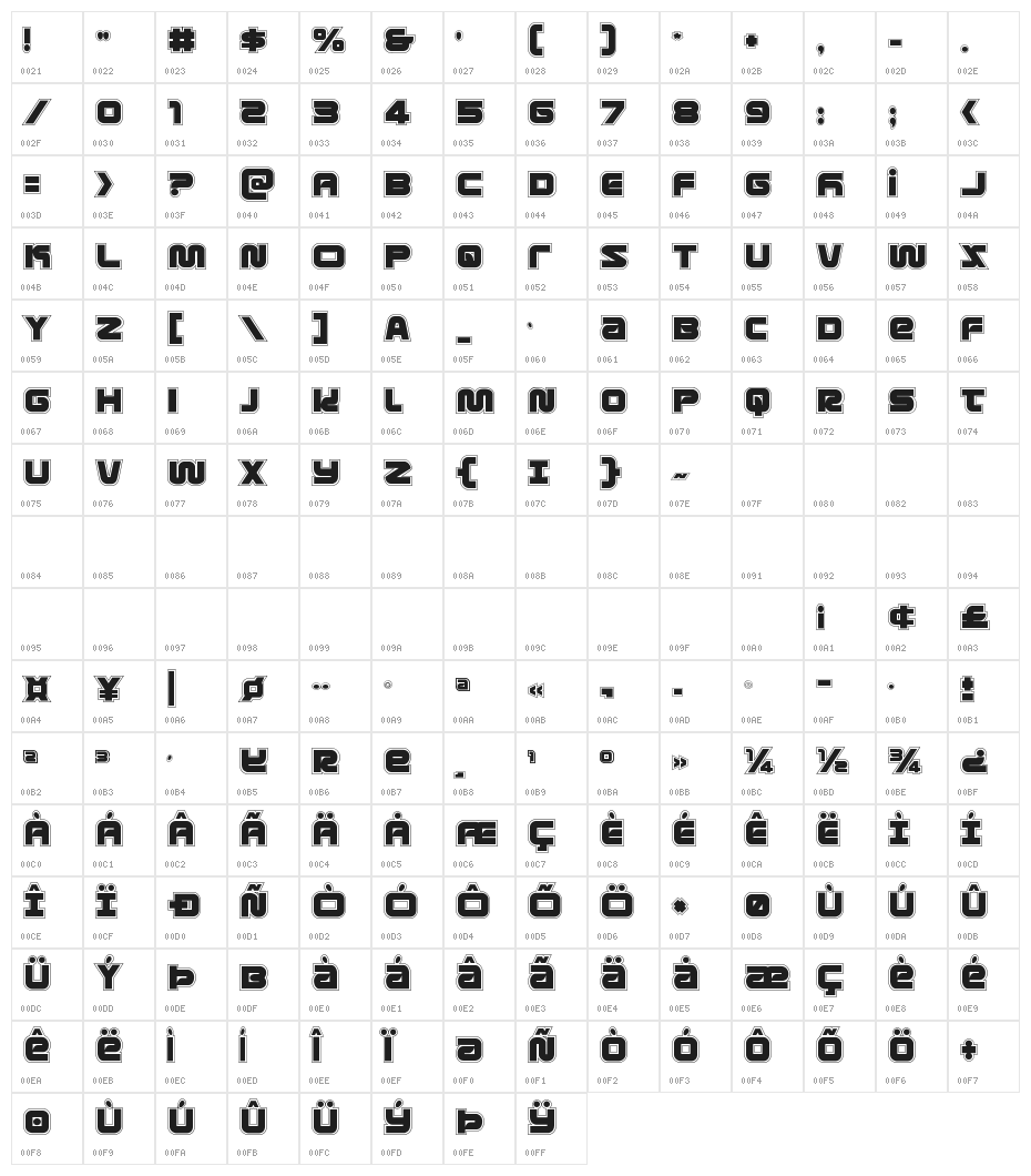 Metronauts Academy Regular Character Map