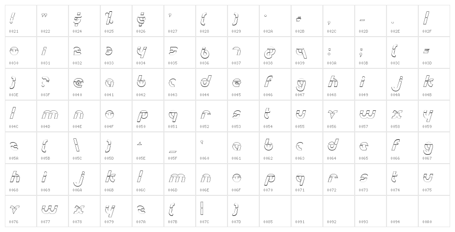 Metroplex Outline Laser Character Map