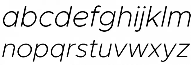 Metropolis Extra Light Italic Caratteri MINUSCOLO