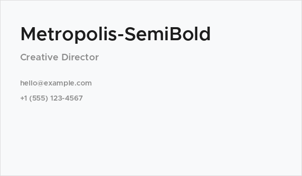 Metropolis-SemiBold Business Card