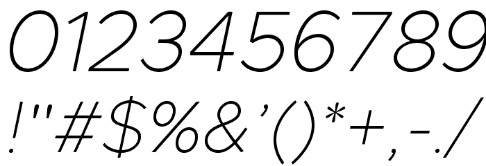 Metropolis Thin Italic Font OTHER CHARS