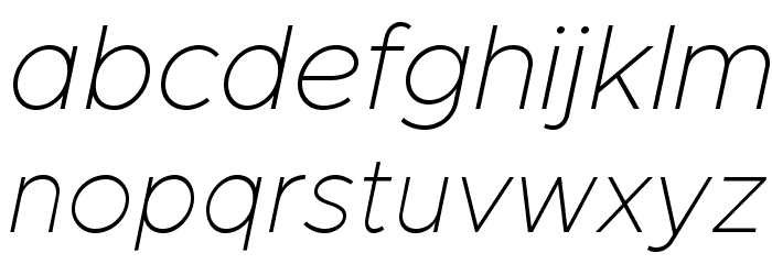Metropolis Thin Italic Font LOWERCASE