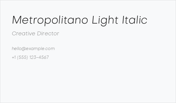 Metropolitano Light Italic Business Card
