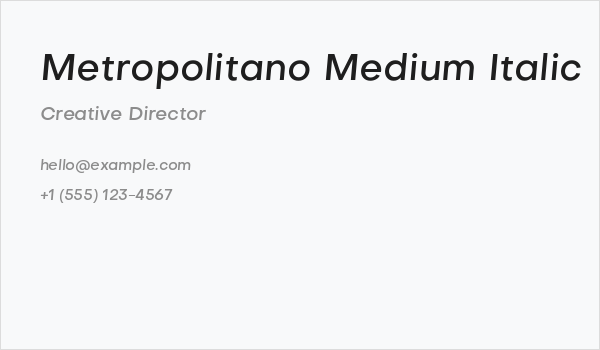 Metropolitano Medium Italic Business Card
