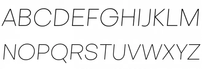 Metropolitano Thin Italic 字体 大写