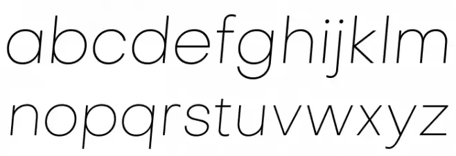 Metropolitano Thin Italic Caratteri MINUSCOLO
