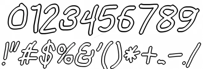 Mew? Outline Italic Font OTHER CHARS