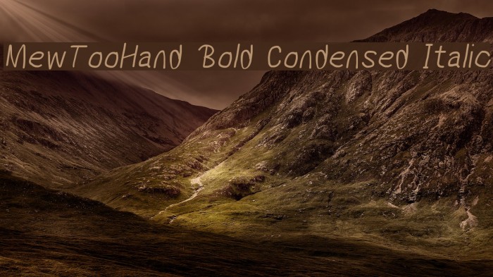 MewTooHand Bold Condensed Italic Font examples