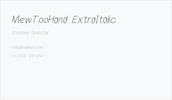 MewTooHand ExtraItalic Business Card