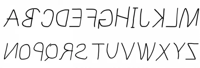 MewTooHand Reversed Italic Schriftart Groß
