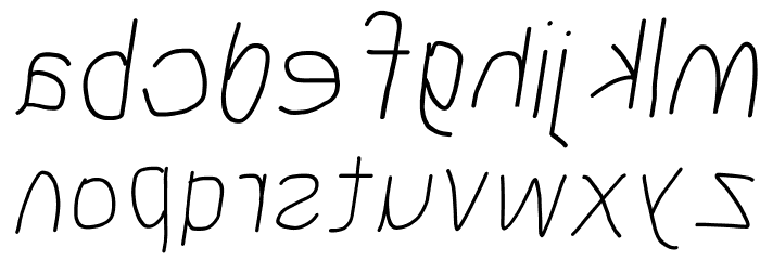 MewTooHand Reversed Italic Font LOWERCASE