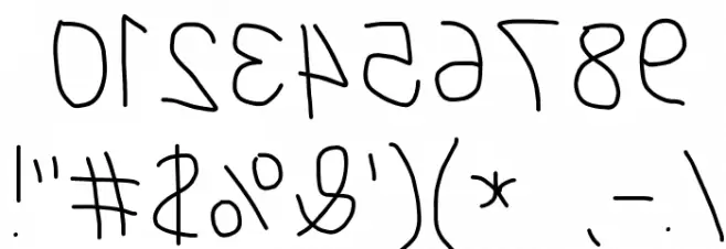 MewTooHand Reversed Font OTHER CHARS