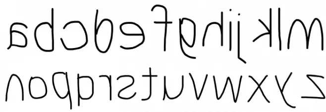MewTooHand Reversed Schriftart Kleinbuchstaben