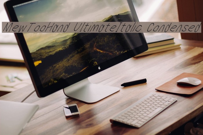 MewTooHand UltimateItalic Condensed Font examples