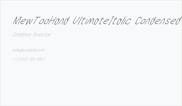 MewTooHand UltimateItalic Condensed Business Card