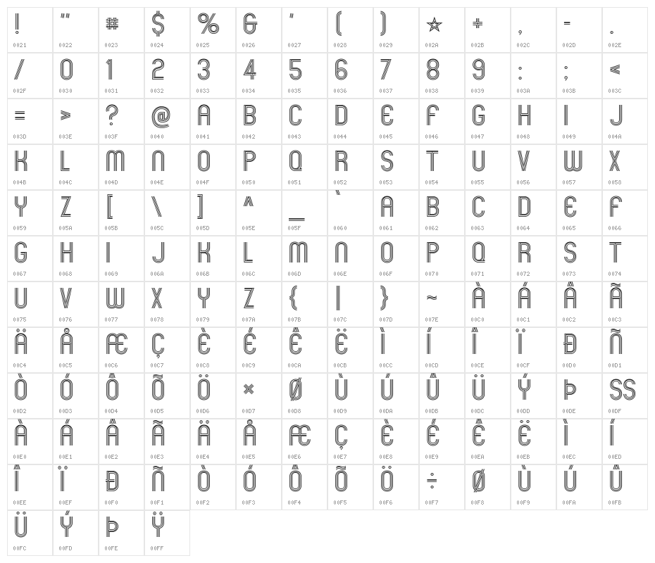 Mexcellent-Regular Character Map