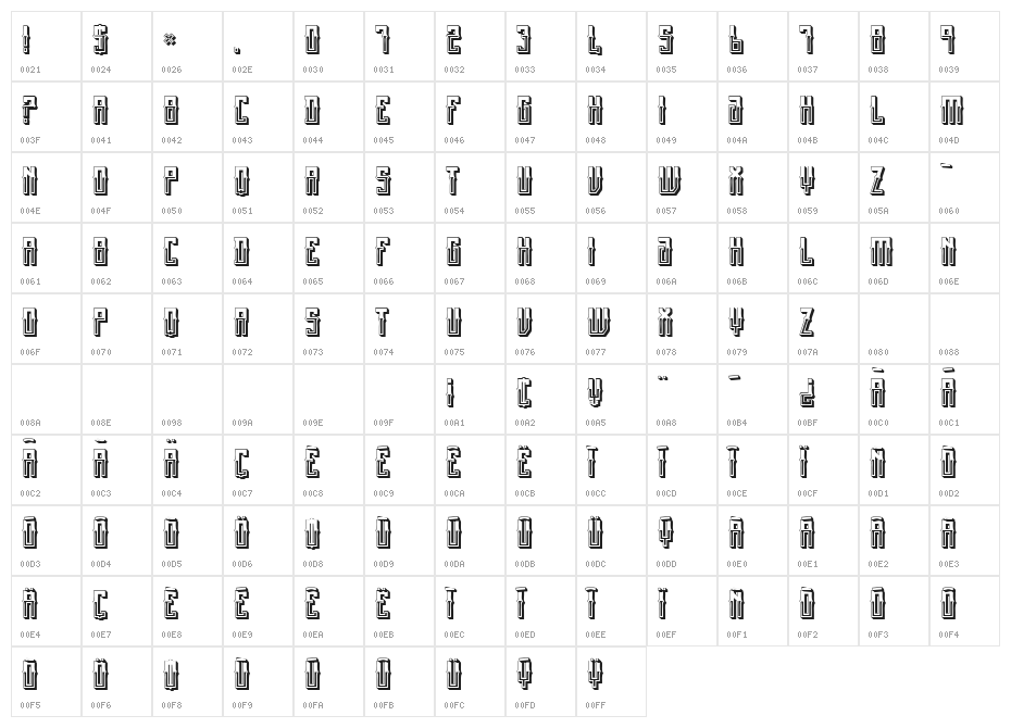 Mexican fiesta Bold Character Map