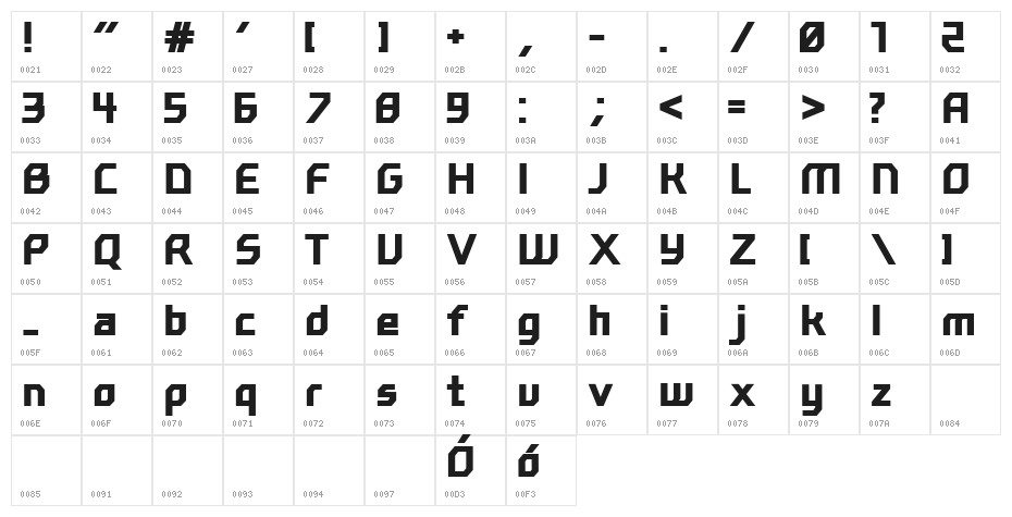 mechanik Bold Character Map
