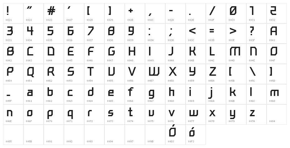 mechanik Regular Character Map