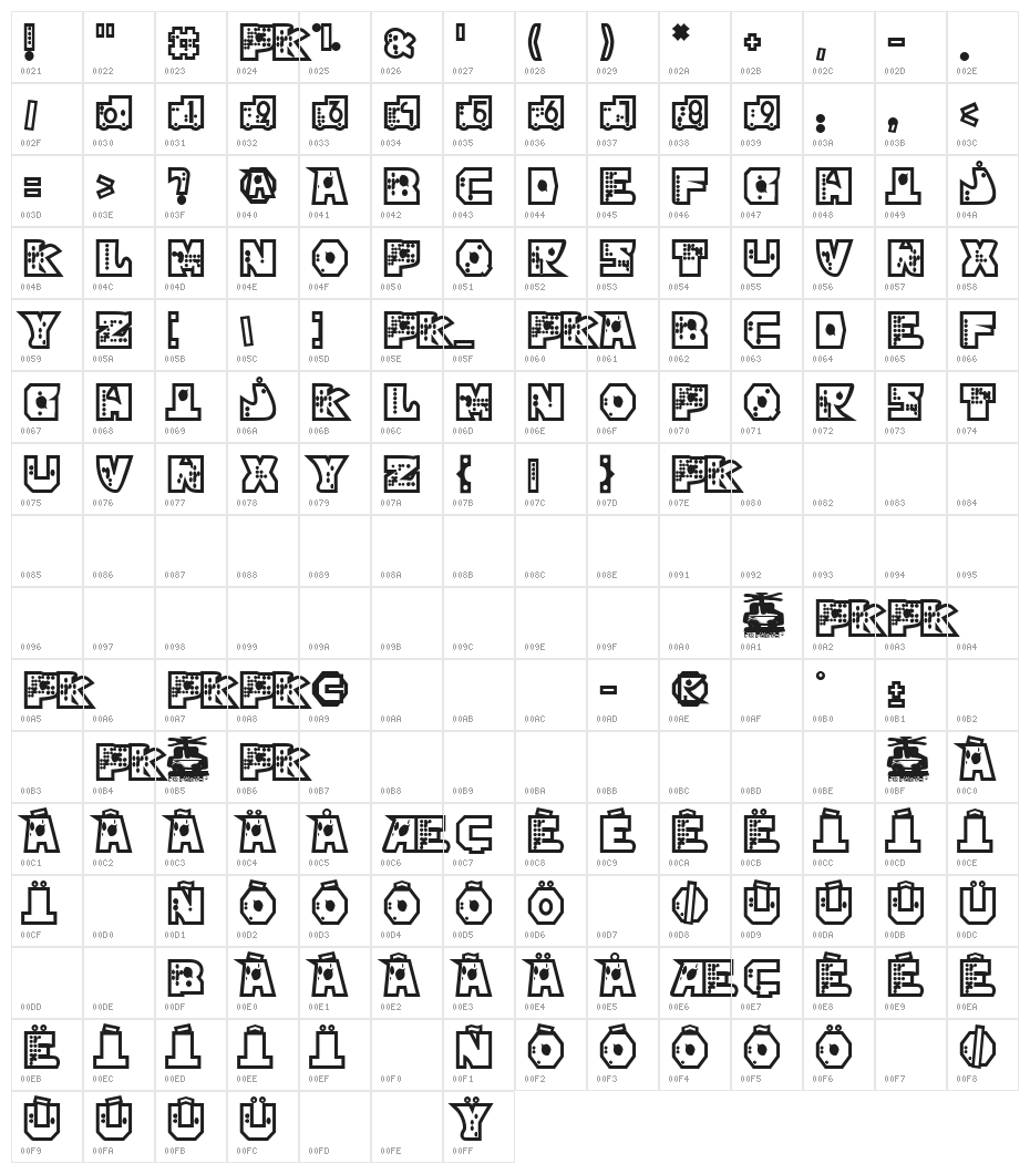 mekano1 Character Map