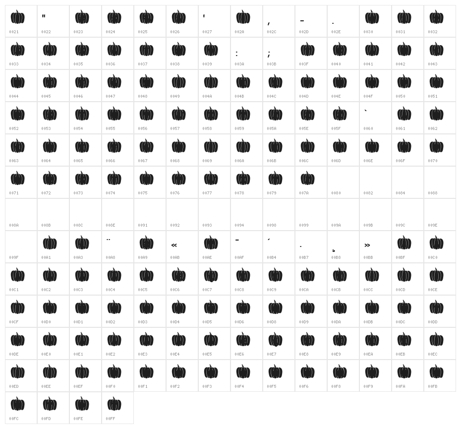 MF Fall Pumpkins Color Regular Character Map