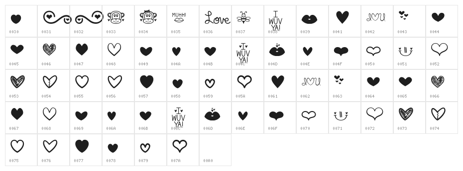 MF Love Dings Character Map