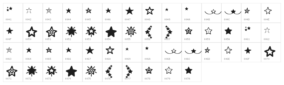 MF Star Dings Regular Character Map