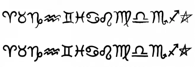 MF Zodiac Dings Schriftart Groß