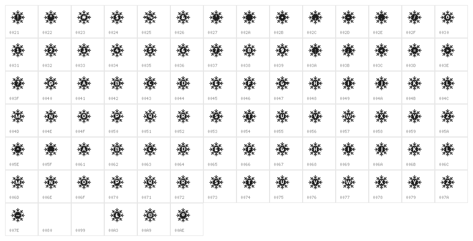 MFSnowflakes Character Map