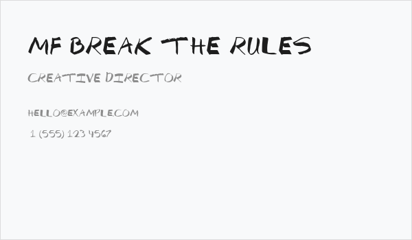 Mf Break The Rules Business Card