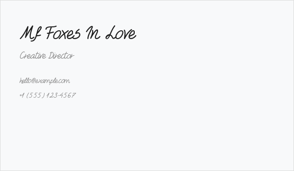 Mf Foxes In Love Business Card
