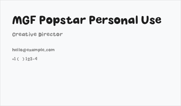 MGF Popstar Personal Use Business Card