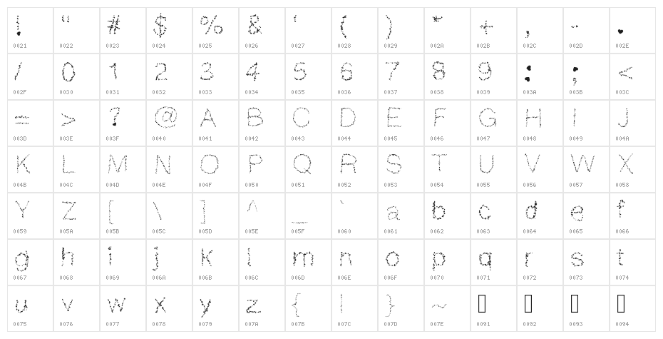 MGHeartart Character Map