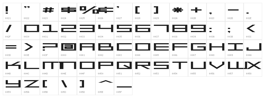 MGS2 Menu Character Map