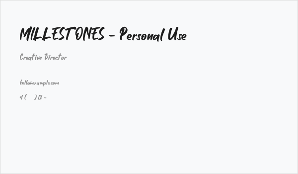 MILLESTONES - Personal Use Business Card
