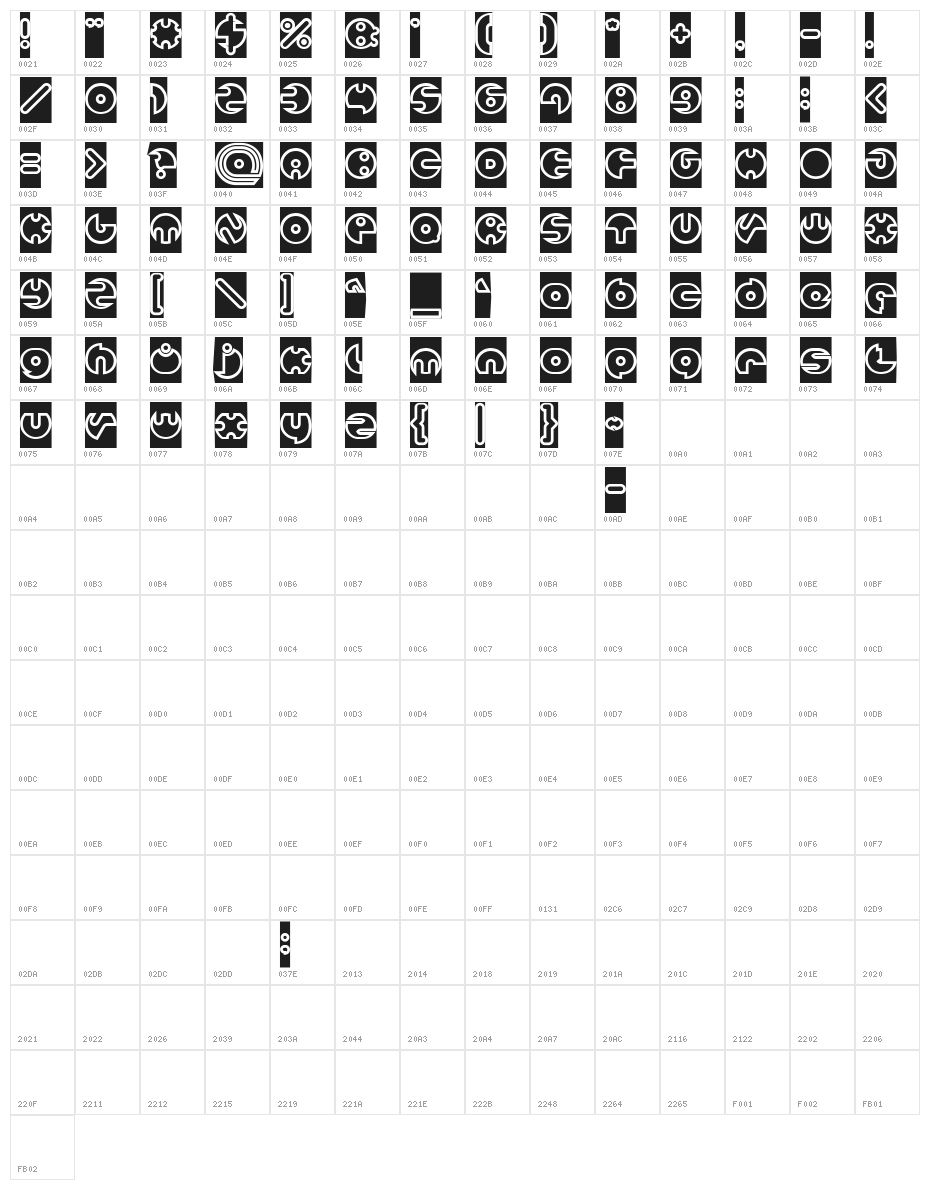 MILLION-Hollow-Inverse Character Map