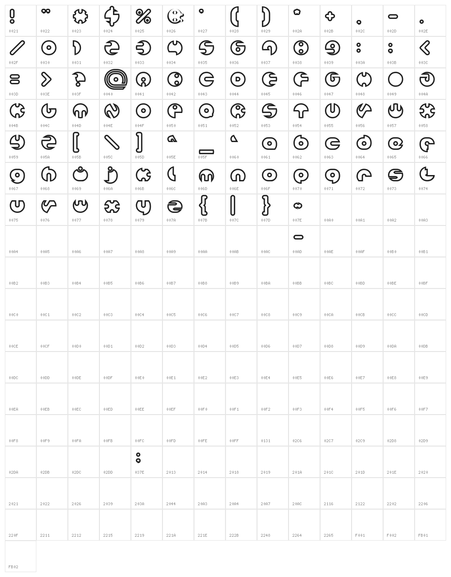 MILLION-Hollow Character Map