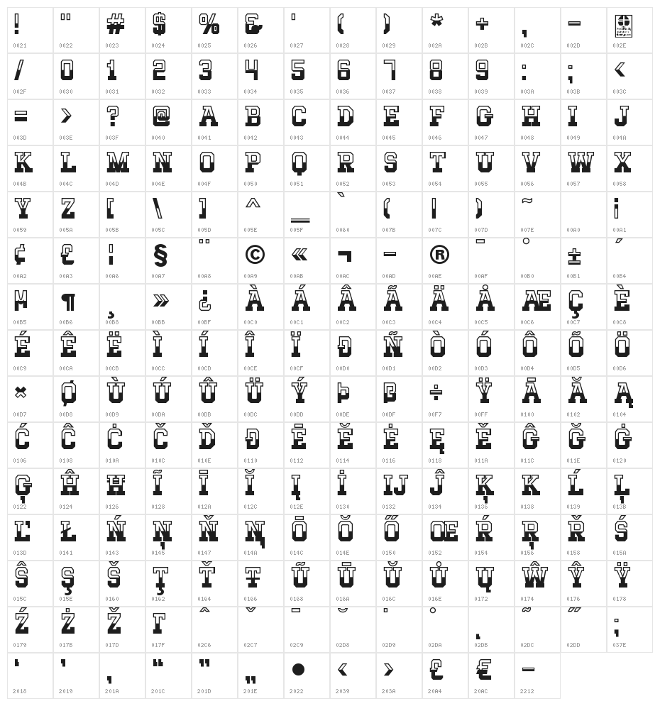 MIXIVA-HALF FULL demo Character Map