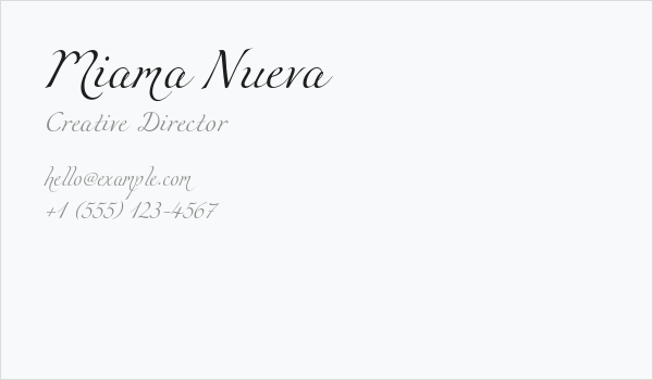 Miama Nueva Business Card