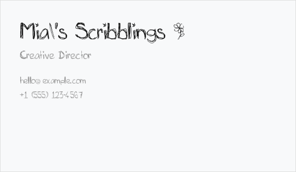 Mia's Scribblings ~ Business Card