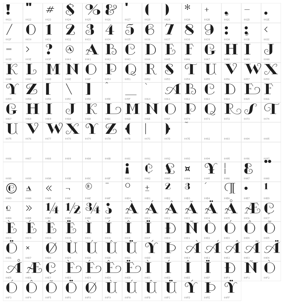 MichelleFLF-Bold Character Map