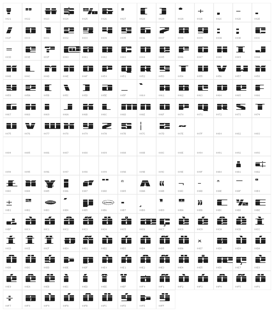 Michigan Expanded Laser Character Map