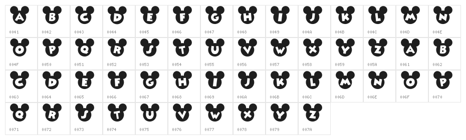Mickey Ears Character Map