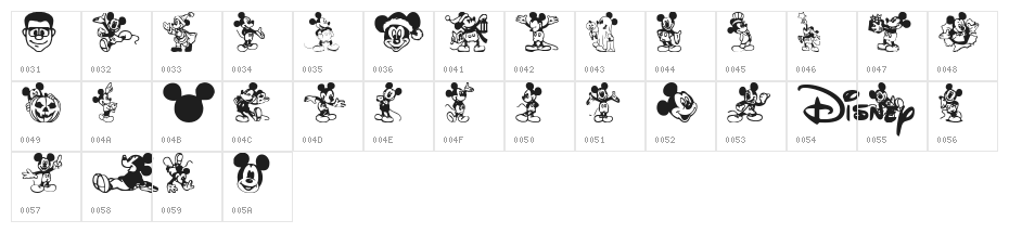 Mickey Mousebats Character Map