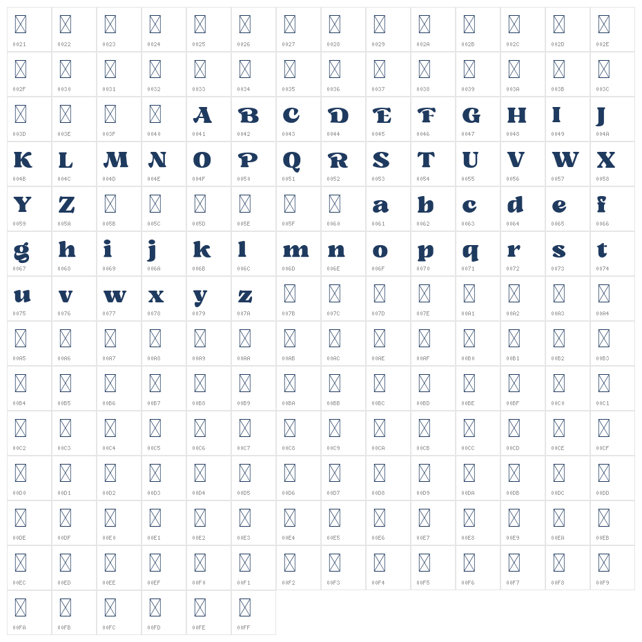 Mickle Regular Character Map