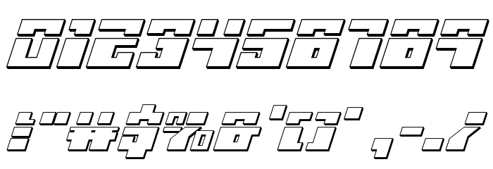 Micronian Laser 3D Italic Font OTHER CHARS
