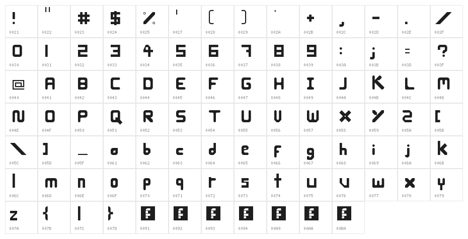Midas Script Regular Character Map